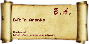Bán Aranka névjegykártya